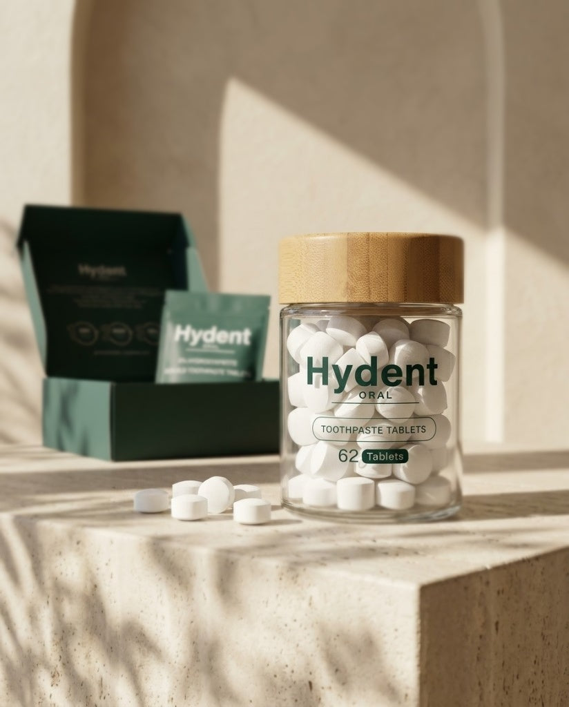 8% Hydroxyapatite Toothpaste Tablets - 62 Tablets, Refillable Glass Jar